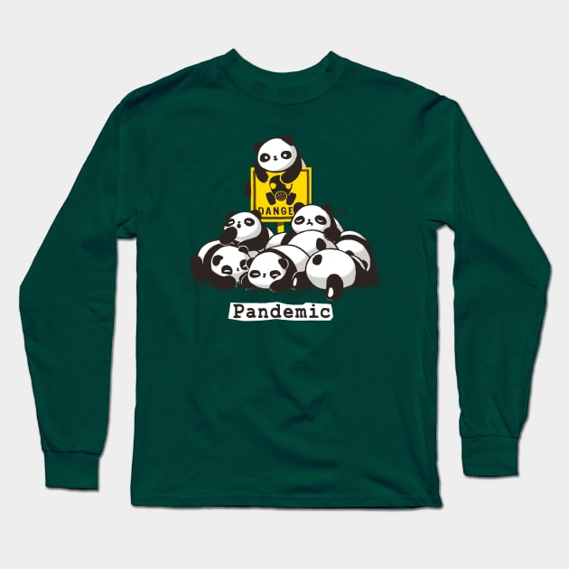 Pandemic Pun - Cute Panda Gang - Biohazard Danger Sign Long Sleeve T-Shirt by BlancaVidal